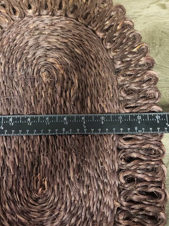 VTG 70's Woven Oval Looped Floral Edge Placemat Centerpiece Set of 4 Cottagecore - Picture 6 of 11